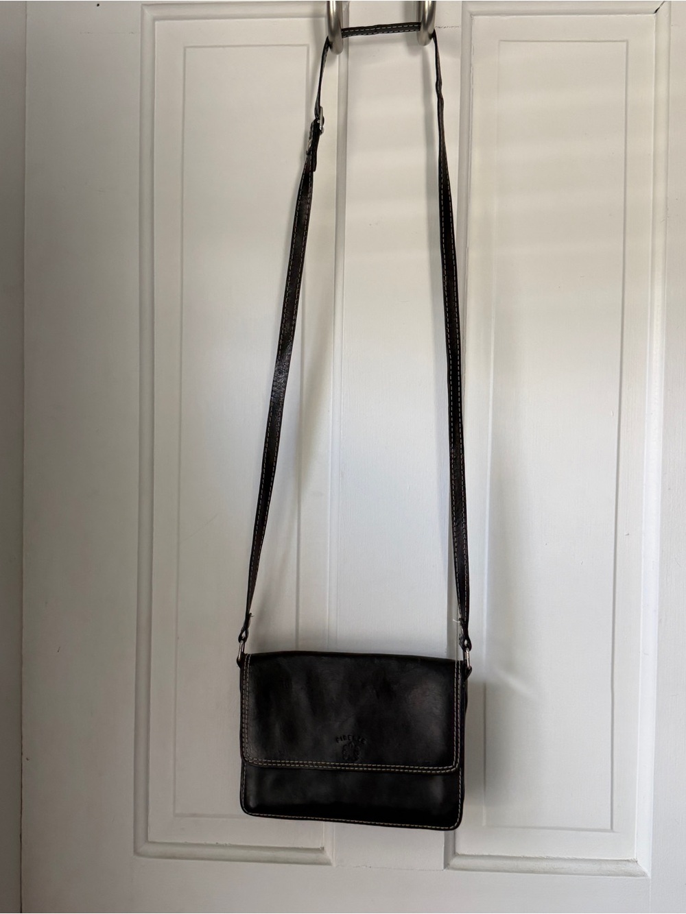 Firenze Classic Black Italian Leather Crossbody Bag Genuine Leather Florence